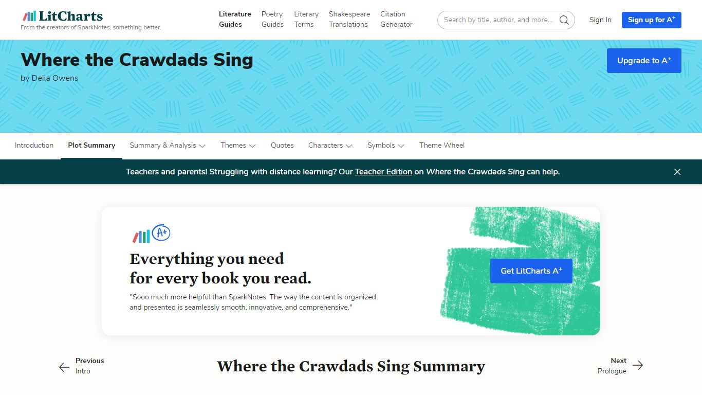 Where the Crawdads Sing by Delia Owens Plot Summary - LitCharts